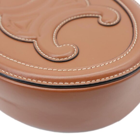 Celine Triomphe Oval Calfskin Cuir Shoulder Bag Tan - Picture 9 of 12